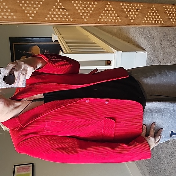 STUNNING VINTAGE COLLECTIONS MISSY RED CORDUROY BLAZER - Picture 11 of 12